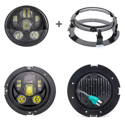 5.75 Inch Round LED Headlight Mount Bracket For Motorcycle, Heavy Duty Metal Alloy Mount With Rust Resistant Finish, Fits Most 5-3/4 Inch Headlights, Easy Install On Fairing Or Nacelle, Secure And Durable shown in different views