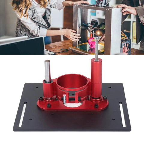 Rock Solid Manual Router Uplift Kit For Woodworkers Seeking Hella Precise Height Adjustments And Deadset Reliable Repeatable Setups Whenever Building Their Dream Router Table Setup with red aluminum chassis.