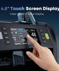 Person using touchscreen on Pro Money Counter Machine With Built In Receipt Printer For Mixed Denomination And Multi Currency