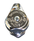 Four-Pack One Half Inch Nominal Compression To Three-Eighth Inch OD Outlet Chrome Plated Brass Quarter Turn Angle Stop Valve No Nut Or Sleeve Included Lead Free Low Lead Compliant One Piece Body Easy Install DIY Friendly For Home Plumbing, close-up of chrome-plated valve top view.