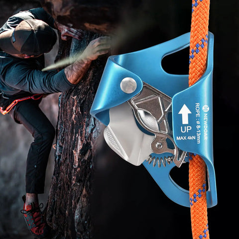 Lightweight Rock Climbing Chest Ascender for Vertical Rope Climbing, CE certified clamp on 8-13mm rope with aluminum frame