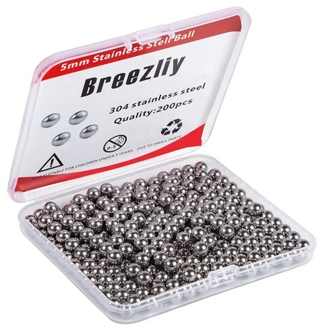 Plastic box with 200 Pieces Precision 5mm Stainless Steel Bearing Balls G25 304 Stainless Non Magnetic for high performance and DIY projects