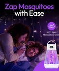 Zapper 2.0 Portable Bug Zapper Silver Indoor And Outdoor Cordless Rechargeable Mosquito Zapper With Hanging Hook nighttime usage