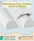 Bed Rail Bumpers For Toddlers And Kids With Foam Guard and breathable cover, showcasing Oeko-Tex certification logos.