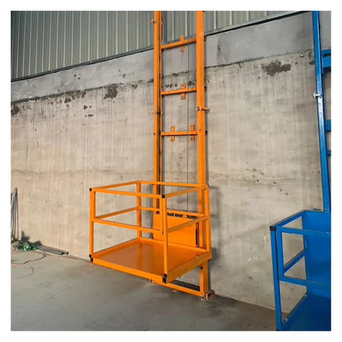 Heavy Duty Electric Lift Platform Table Warehouse Workhorse Kickass Cargo Cart 880 Pound Capacity shown in orange steel design.