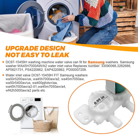 Person installing Water Inlet Valve DC97-15459H Go-To Replacement For Samsung Washers in laundry room