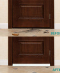 White under-door draft stopper with adhesive sweep, 2 in wide by 39 in long, installed beneath the door