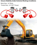 1/4 Inch Agricultural Hydraulic Quick Connect Tractor Coupler ISO 7241-A, Leak-Proof Sealed High-Pressure Quick Disconnect for Pro-Grade Tractor Hydraulics and Farm Equipment, 1/4 inch NPT, with caps on excavator hose fittings