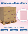 Bulk boxes next to a single light pink bubble mailer showcasing packaging options for Bubble Mailers 10x13 Inch Light Pink 25 Pack Opaque Padded Envelopes For Clothing Books Makeup And Accessories Self Seal Shipping Bags For Small Business.