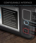 Close-up of Rugged Android RFID Scanner Tablet Workhorse With Impinj E710 UHF Reader showing scan button and D-pad interface
