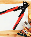 Badass Heavy Duty Wire Stripper And Crimper Pliers With Slick Bending Jaw Pro Grade Electrician Gear on a wooden surface.