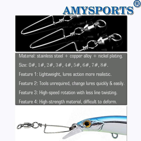 High Strength Fishing Snap Swivels Set With Ball Bearing Barrel Stainless Steel Saltwater Ready 25 Pack 31 Lbs Load Capacity 360 Degree Spin For Realistic Lure Action And Fewer Snags, stainless steel snap swivels