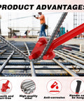 Heavy Duty Reverse Head Rebar Bender For 5/8 Inch Metal Rods bending rebar on construction site with smooth steel rods visible.