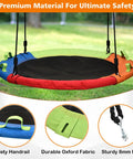 Saucer Swing 40 Inch Circle Disc With Adjustable Straps 900 Lb Weight Capacity Multicolor Backyard Outdoor Swing For Kids