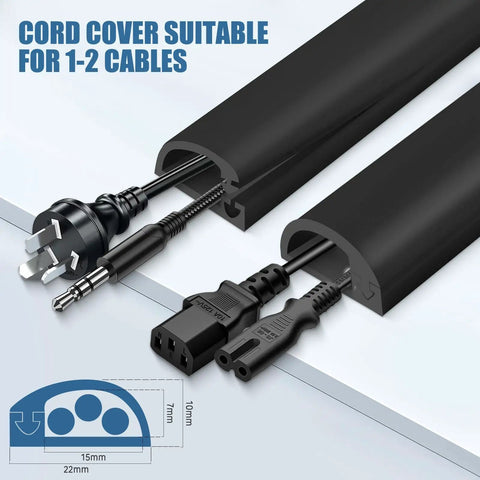 Super Sleek Silicone Wall Cable Track With Side Access Lid For Heavy Duty Wire Clutter Zero Sweat Peel Stick Mount For Living Room Entertainment Center Directly On Drywall Safe Storage showing two cables inside.