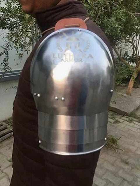Rugged Medieval Pauldrons Shoulder Armor For Knights, Steel Armor For SCA And LARP, Four Plates Per Side