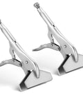 Heavy Duty 10 Inch Locking Sheet Metal Clamps With Tight Grip Nickel Plated High Carbon Steel Welding Pliers For Serious Fabrication And Stress Free Metalworking Builds Two Pack, silver color, tool detail.