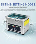 800Ml Ultrasonic Cleaner With Timer 40KHz Digital Jewelry Cleaner Sonic Cleaning Machine showing 18 time-setting modes.