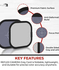Turn Up Your Photo Game With This Compact Dual Sided 18 Percent Grey Reference Card For Flawless Camera White Balance And Consistent Exposure Settings, showing grey and white surfaces.