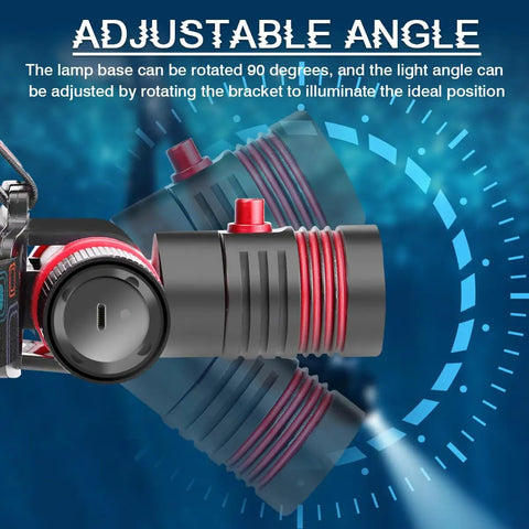 Adjustable angle of 2000 Lumen Scuba Dive Light Beast Bright Rechargeable Underwater Headlamp With USB Charging IPX8 Waterproof Three Modes For Snorkeling Caving And Deep Sea Diving