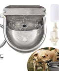 Rock Solid Automatic Dog Water Dispenser Large Stainless Steel Trough with water flow, suitable for outdoor pets.