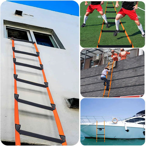 Heavy Duty Fire Escape Ladder With Two Heavy Hooks, 33.1 Feet Emergency Rope Ladder For 3 To 5 Story Homes showcased in various uses