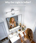 Sleek Over Mirror Vanity Light Fixture 16 Inch Chrome LED Bar 9W Cool White 6000K Non Dimmable Bathroom Wall Light For Makeup And Grooming