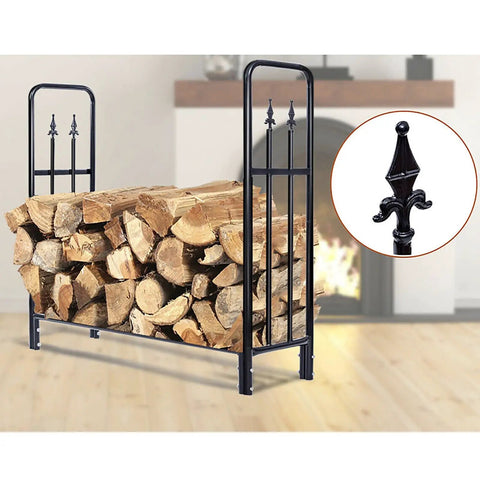 Heavy Duty Firewood Rack For Indoor Or Outdoor Use Log Holder And Storage Bracket Kit Built Tough Firewood Organizer With Black Finish Perfect For Fireside Stacks And Lumber By The Hearth