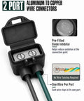 Pro Grade Two Port Electric Wire Connectors With No Mess Antioxidant Gel For Aluminum To Copper And Copper To Copper Junctions hassle free screw terminal wire nuts, pre-filled with oxide inhibitor.