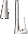 Neera Kitchen Faucet With Pull Down Sprayer, Single Handle, High Arc Design, Stainless Steel Finish, side view