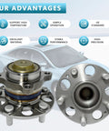 Pair 512544 Rear Wheel Bearing Hub Assembly For Acura TLX 2015-2020 And Accord 2013-2023 OEM-style front view with features