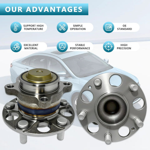 Pair 512544 Rear Wheel Bearing Hub Assembly For Acura TLX 2015-2020 And Accord 2013-2023 OEM-style front view with features