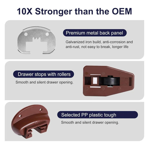 Image showing components of 5-Piece Drawer Slides With Metal Backing And Screws For Nightstand And Vanity Cabinets, smooth glide features.