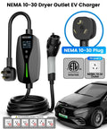 Premium Wall Mounted Level 2 EV Charger 24 Amp 240 Volt With Nema 10-30 Plug Plug And Play featuring a 25 ft cable and charging interface.