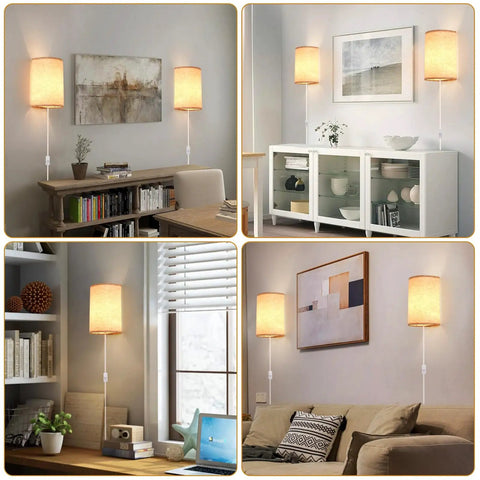Plug In Wall Sconce Set of Two With 3 Color Modes Warm White Soft White Daylight White Industrial Vintage Vibe Wall Lights
