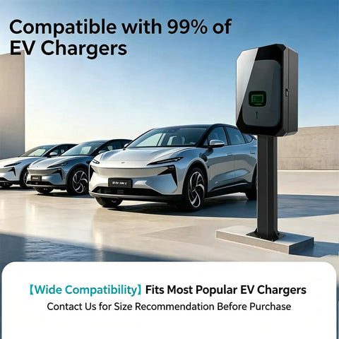 Heavy Duty Outdoor Electric Vehicle Charger Cover With Lock Badass Weatherproof Shield Designed For Wall Mount And Pedestals keeps EV charger safe from rain.
