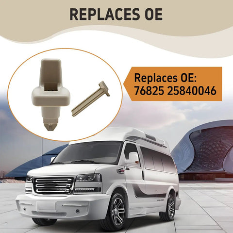 Beefy Two Pack Sun Visor Clip Retainer For 2003-2019 Chevy Express And GMC Savana Vans Visor Holder Clip 1500 2500 3500 Nylon Replacement Part 25840046 Gray Heavy Duty Construction For Long Lasting Durability shown with a van image