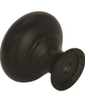 Matte Black Cabinet Knob One And One Quarter Inch Diameter Everyday Heritage Collection side view showing zinc alloy and finish
