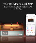 10W Enclosed Laser Engraver And Cutter With Smart Camera Positioning shown with user-friendly mobile app interface
