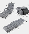 Foldable Floor Lazy Cozy Sofa Indoor Chaise Lounge With 6 Adjustable Backrest Positions And 8 Footrest Levels Folding Chair Bed