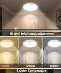 Rechargeable Motion Sensor Ceiling Light With Remote Cordless Magnetic Stick On Closet Light displaying brightness and color temperature adjustments.