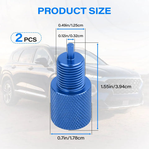 Real Deal Brake Proportioning Valve Bleeder Tool Fits Gm Combo Valves And Ac Delco Parts To Keep Your Disc Drum Brakes Bleeding Smooth And Trap Free On Any Hot Rod Or Weekend Warrior Ride, blue aluminum bleeder lock assembly with dimensions.