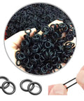 Bass Fishing Wacky Rig O Ring Kit, 200 Silicone Rings For Wacky Rig And Neko Rig in hand, detail view, black silicone rings