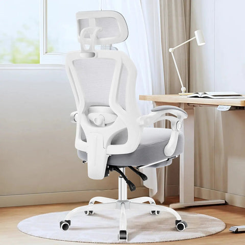 Super Comfy Ergonomic Office Chair With Footrest For All Day Use Ultra Thick Reclining Seat 2D Adjustable Lumbar Support And Headrest