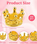 Gold Mini Crown Charms For DIY Jewelry Making 100Pcs Tiny King Crown Beads, showing single crown size and details on pink background.