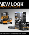 Ceramic Glass Coat Protectant for windshields packaging with applicator cloths, featuring a new look.