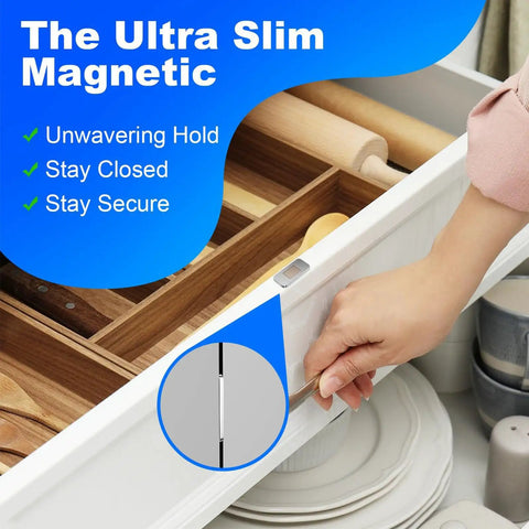 Magnetic Cabinet Door Catch Pack 16 No Drill Ultra Thin 3mm Stainless Steel Adhesive Latch Low Profile