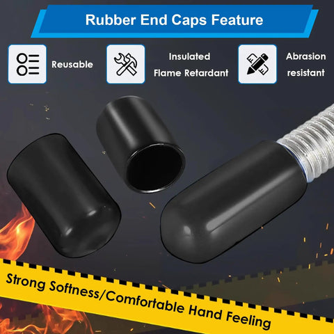 40 Piece Rubber End Cap Set In Black Vinyl Four Sizes 0.125 Inch 0.25 Inch 0.375 Inch And 0.5 Inch Round Tip Caps For Bolts And Screws Durable Protective Covers For Diy Garage Tools And Machinery with flame-retardant and abrasion-resistant features.