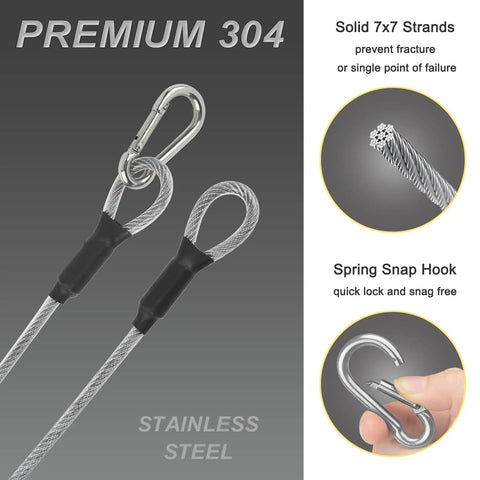One Eighth Inch Stage Light Cables Twenty Pack Two Feet Long Safety Cables With Carabiner Lock For DJ Lighting Equipment