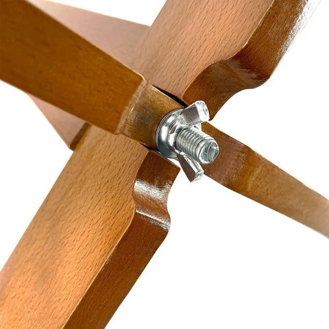 Wooden Katana Stand For Tatami Mats And Cutting Practice, bolt and wood connection detail on sturdy stand frame